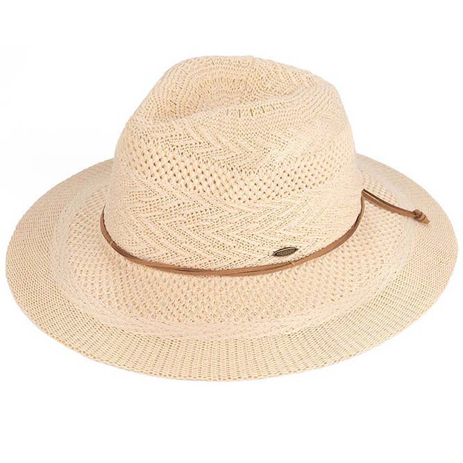 Hana - Wholesale Straw Hat - Women's - C.C Multi Pattern Suede String Band Panama Sun Hat