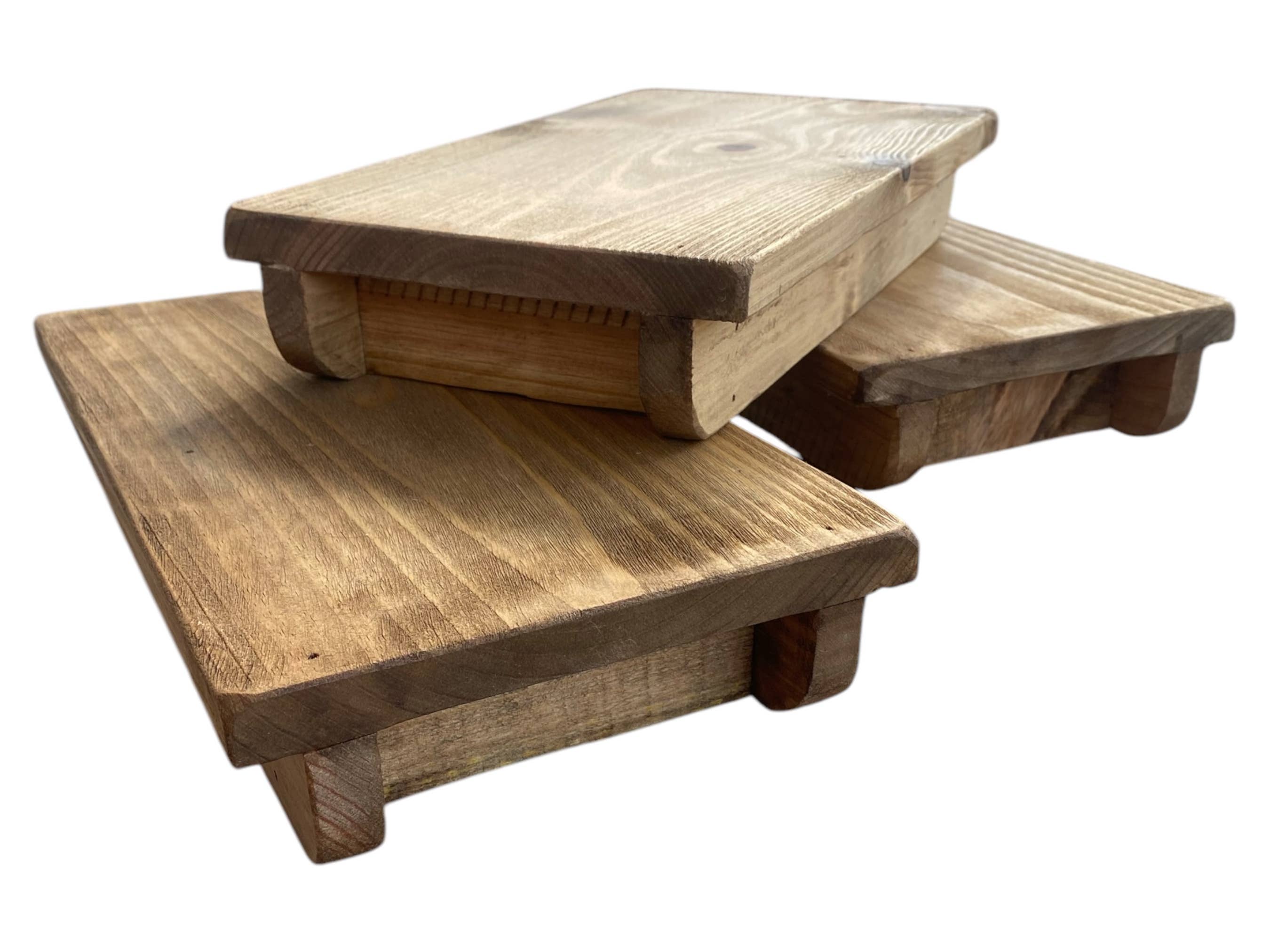 Raw Wood - Vendita all'ingrosso Vassoi decorativi - Vassoio rustico in legno x3, vassoio per bagno, bicchieri da vino4