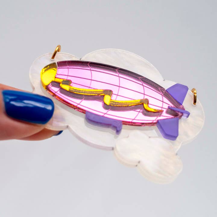 MINI roze halsketting met blimp, hanger van het Zeppelin luchtschip voor wholesale door designosaur