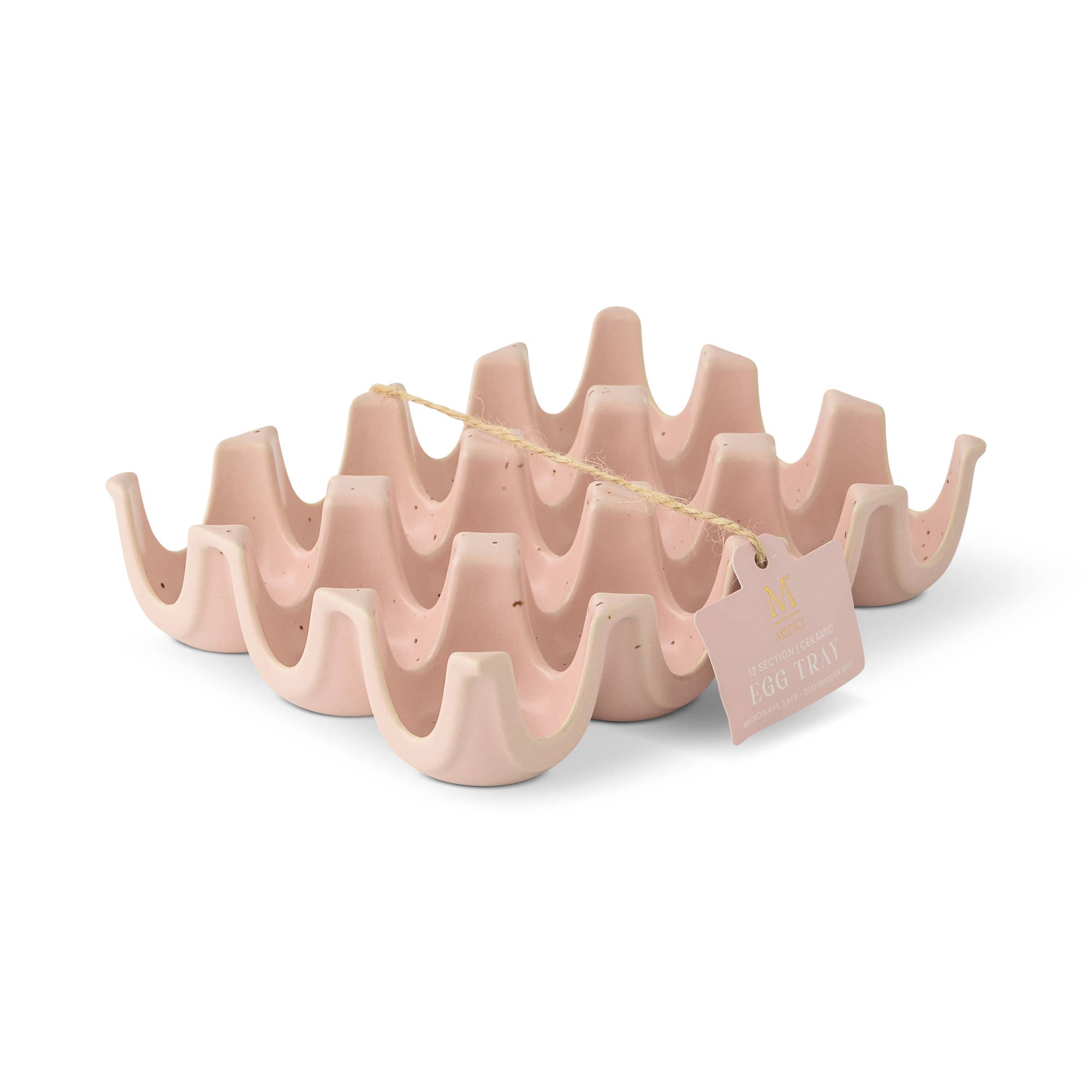 Core Home - Wholesale Egg Cup/Holder - 12 Section Speckled Ceramic Egg Tray - Rose Whisper1