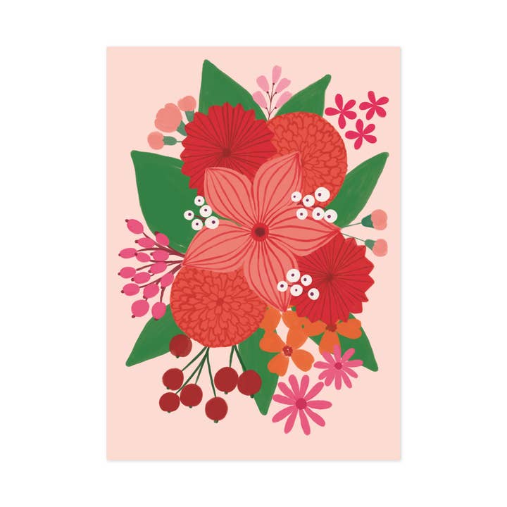 Postcard Christmas Flora for wholesale by Polka Paper
