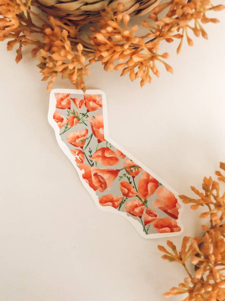 California Poppy Sticker for wholesale by Made by Cait J