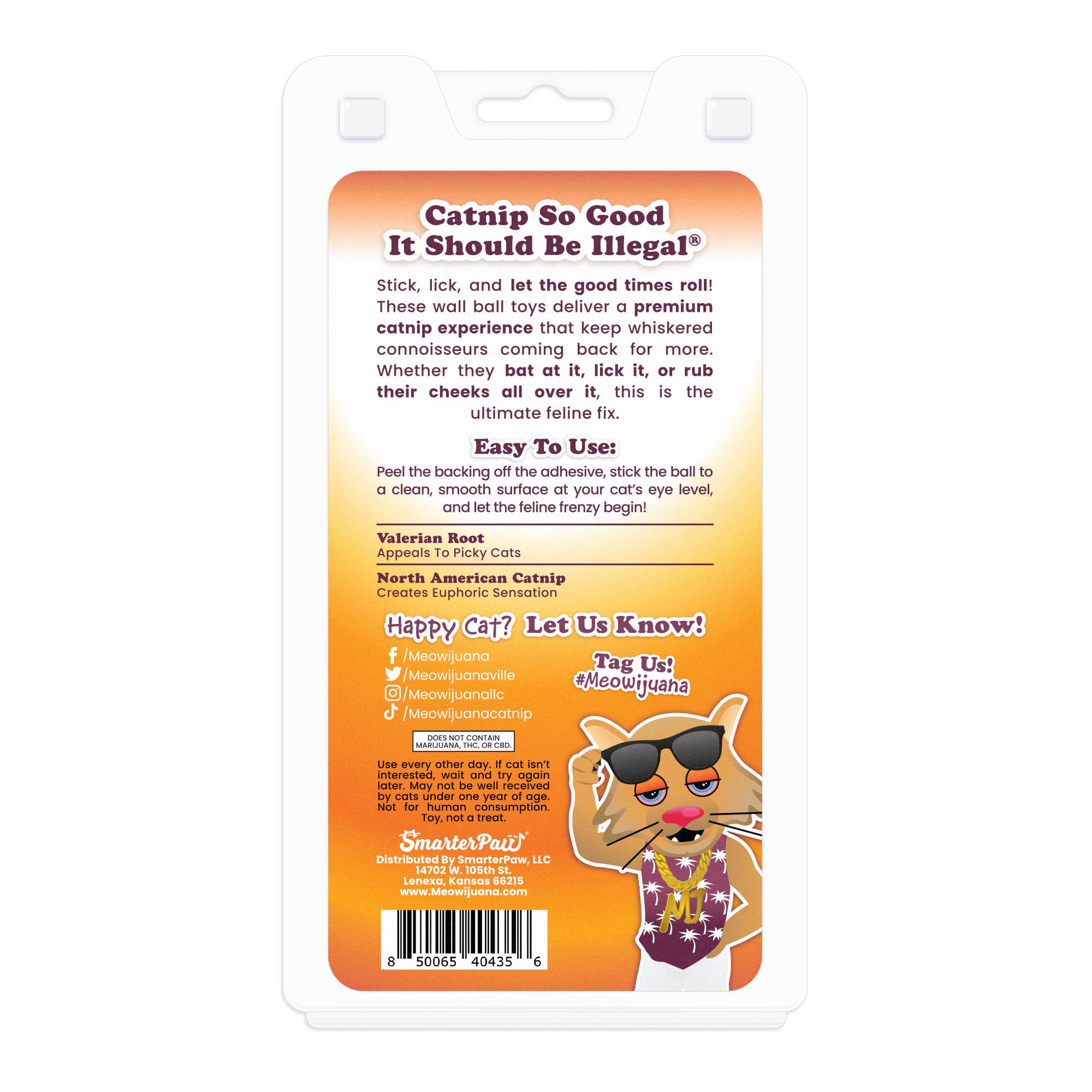 SmarterPaw | Meowijuana & Doggijuana - Vente Jouet – chat - Meowijuana® Kalico Kush Stick 'n' Lick Herbe à Chat Compressée 2pk3