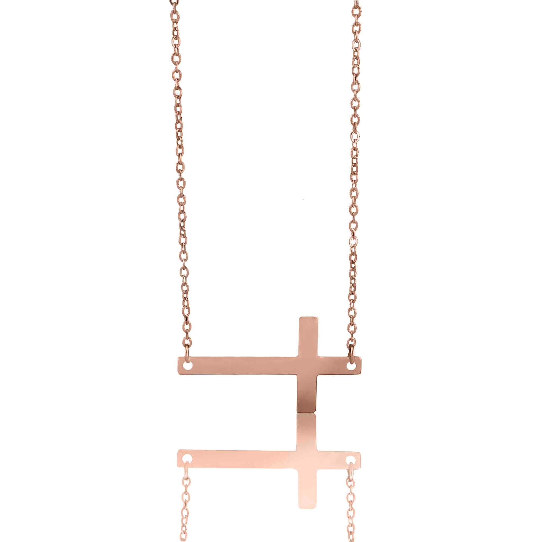 WJW - Wholesale Pendant/Charm Necklace - Stainless Steel Horizontal Cross Necklace3
