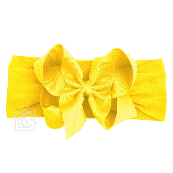 Beyond Creations, LLC - Wholesale Fashion Headband - Kids - WIDE PANTYHOSE HEADBAND W/CLASSIC GROSGRAIN BOW19
