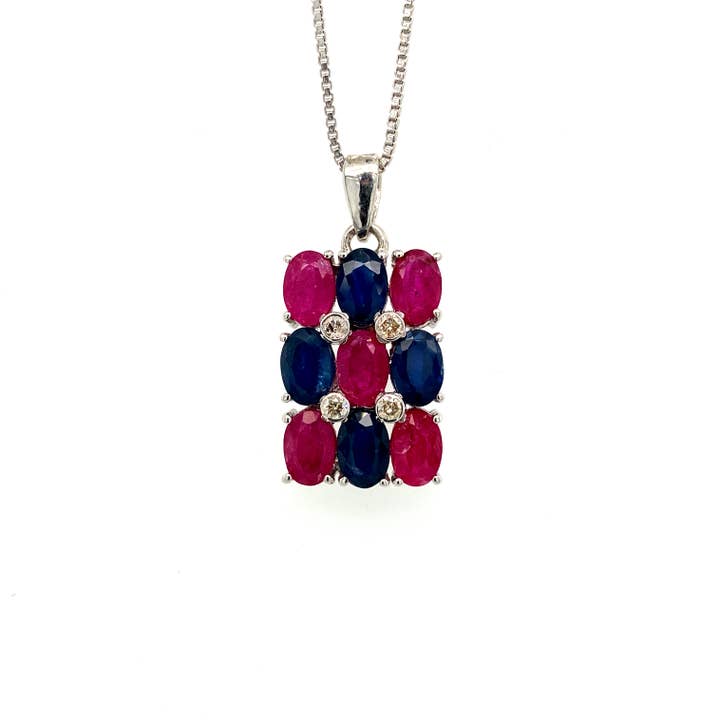 Meerkleurige stenen hanger in .925 zilver - KSP 31705 voor wholesale door Kotawala Jewels