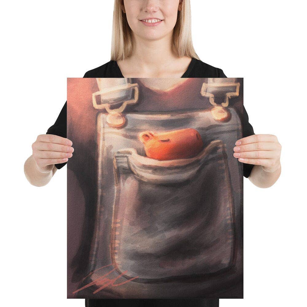 JoyousJoyfulJoyness - Wholesale Painting/Drawing - "PocketBara" Painting | Painting of a Miniature Capybara in a Pocket [Unfoiled]8