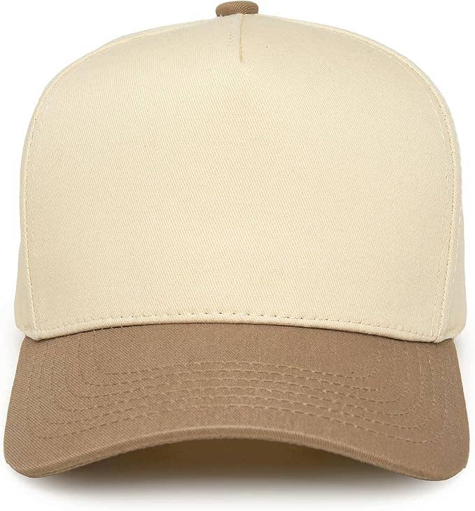 Funky Junque - Wholesale Baseball Cap - Unisex - Two Tone Vintage Snapback Hat - Khaki/Beige2