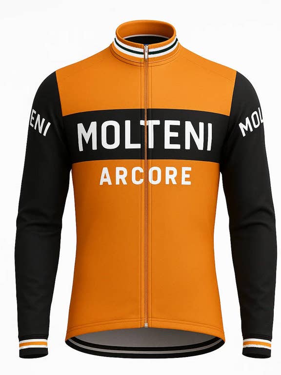 Giacca da ciclismo invernale retrò (pile) Molteni - Arancione Gruppo Sportivo per la vendita all'ingrosso da parte di REDTED