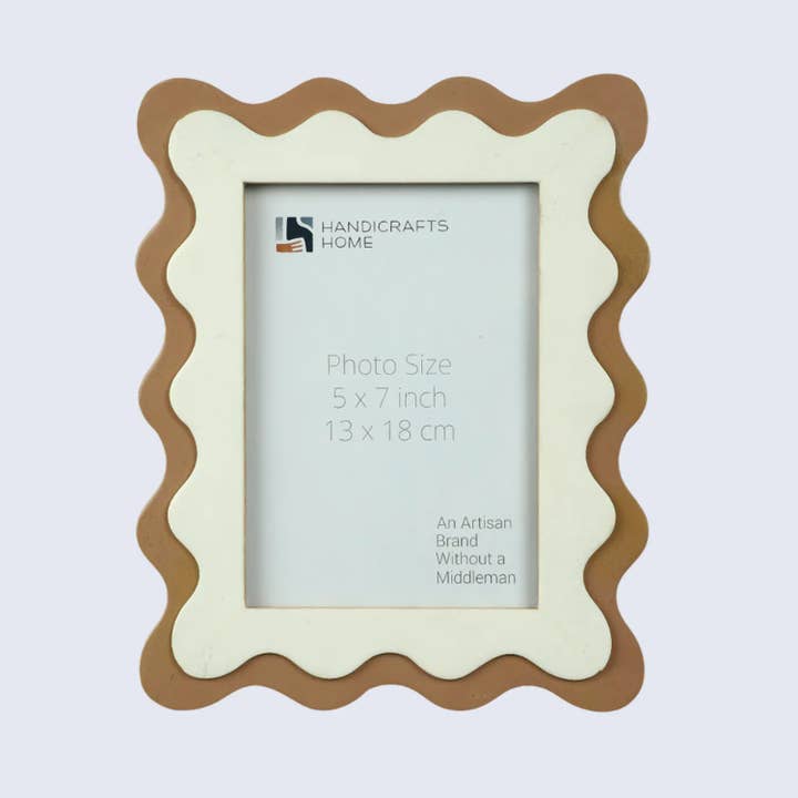 Handicrafts Home - Wholesale Picture Frame - Wave Scallop Picture Frame Brown & White - 4x6 & 5x78