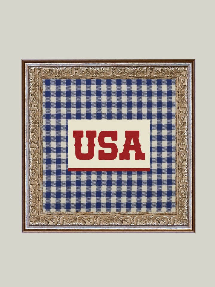 Plaid USA Framed Antique Art for wholesale by Petal Lane Home