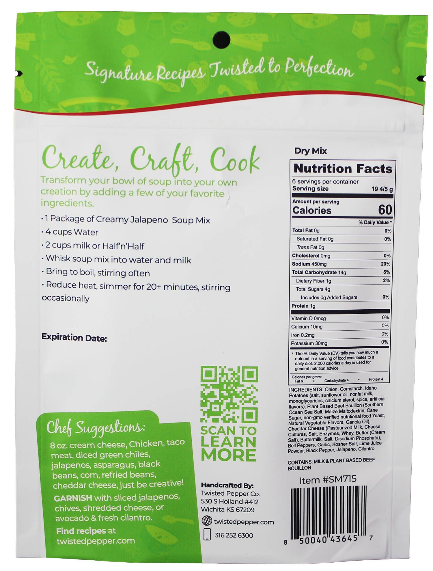 Twisted Pepper Co - Vente Soupes - Mélange pour soupe crémeuse aux jalapenos3