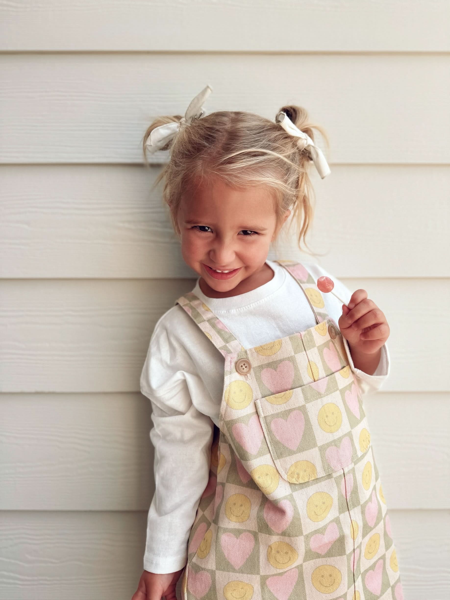 At Noon - Wholesale Overalls - Kids - [At Noon Original Design] Toddler Kangaroo Pocket Printed Denim Skirtall (6m-8y)- 2Colors4