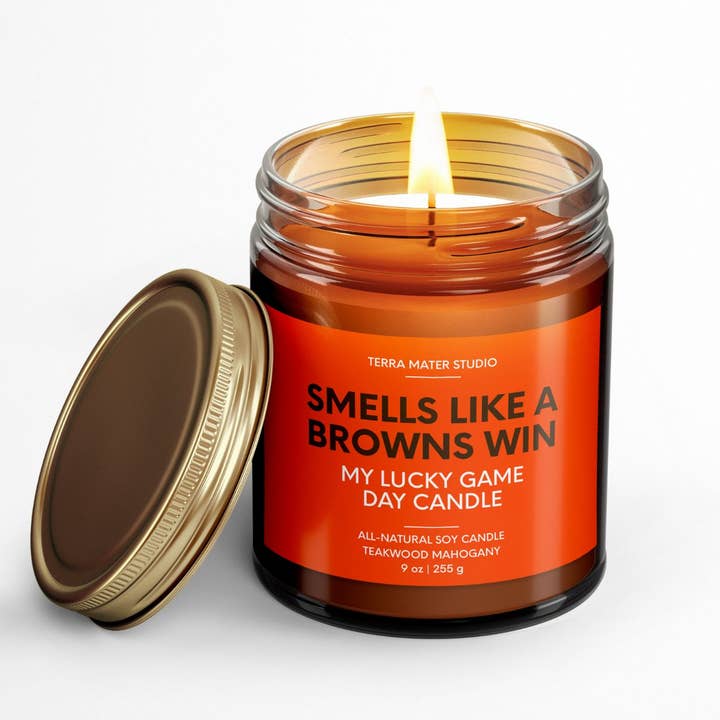 Terra Mater Studio LLC - Wholesale Jar/Filled Candle - Smells Like A Browns Win | Game Day Candle | Browns Merch