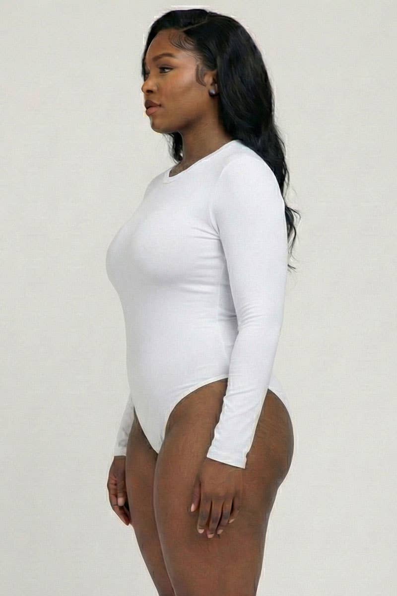 CAPELLA APPAREL - Wholesale Bodysuit - Women's - Plus Solid Long Sleeve Round Neck Bodysuit13