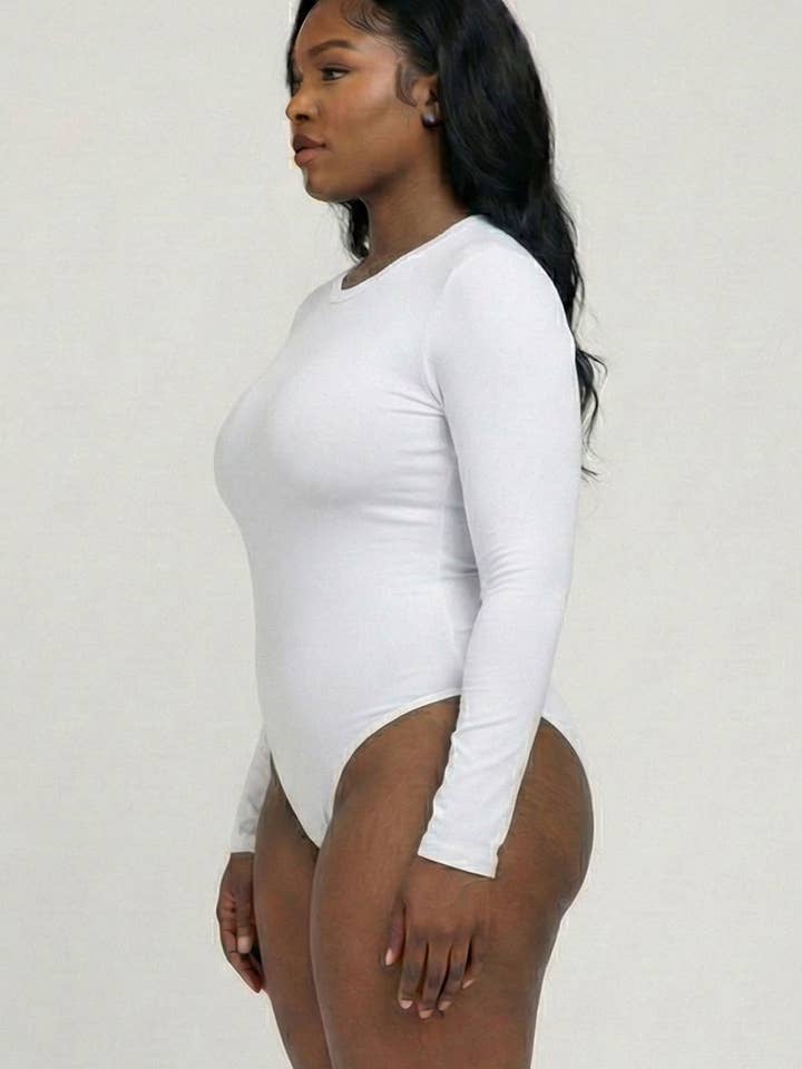 CAPELLA APPAREL - Wholesale Bodysuit - Women's - Plus Solid Long Sleeve Round Neck Bodysuit13