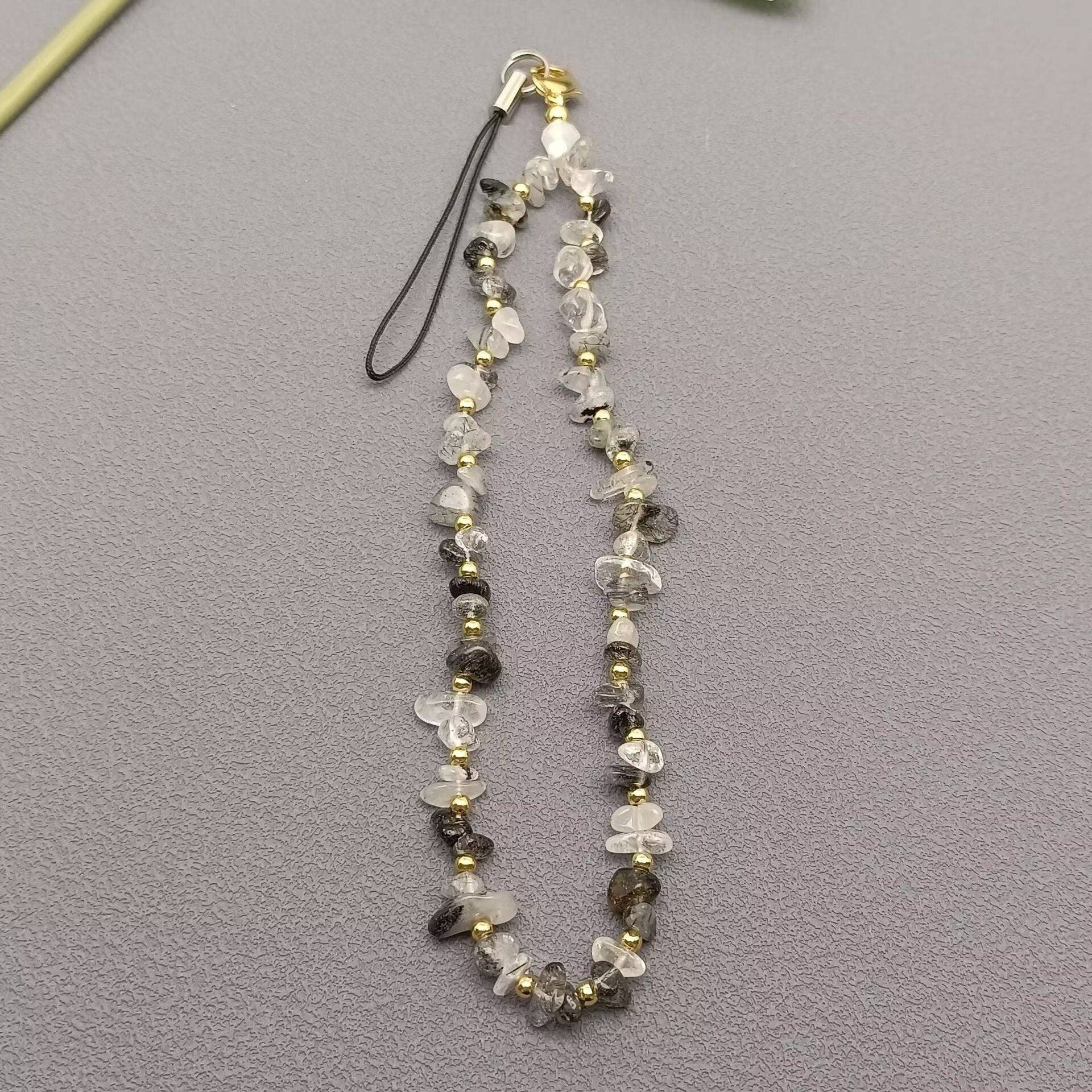 Mio Queena - Wholesale Phonecase Strap - Stone & Crystal & Pearl Beaded Phonecase Strap Lanyard - CS12