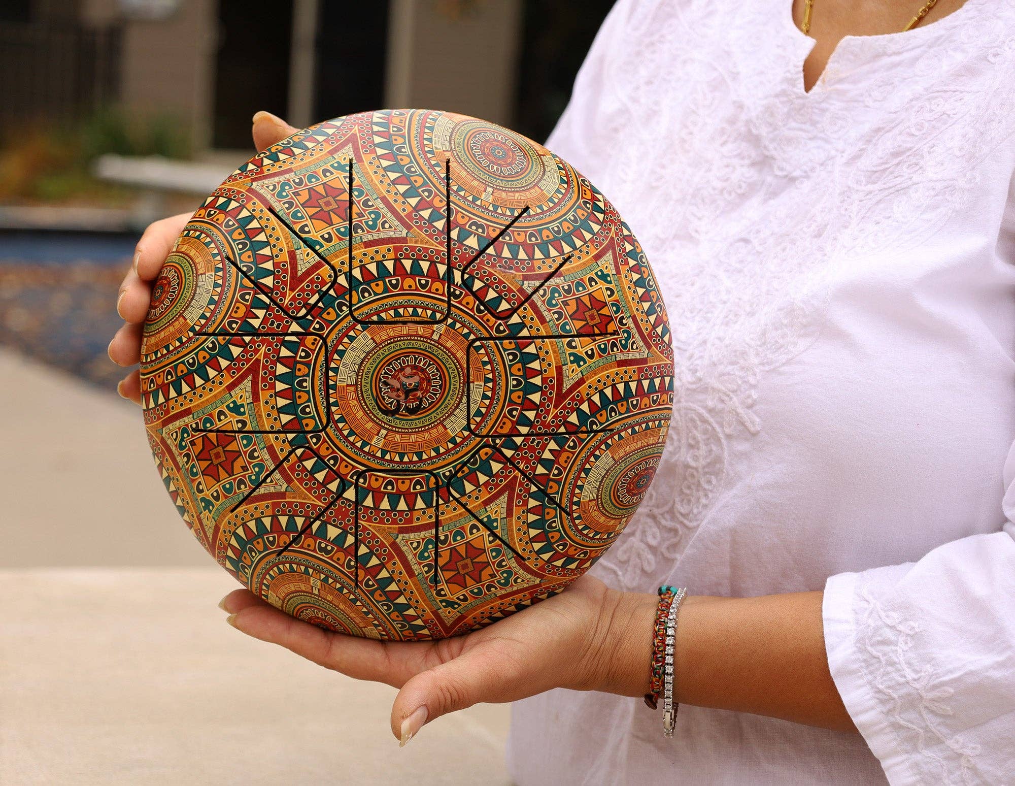 Lungta Imports - Wholesale Music Accessory - Steel Tongue Drum 8 Notes 10 Inches Tank Drum, Handpan Drum, Chakra Drum, Percussion with Mallets and Travel Bag6