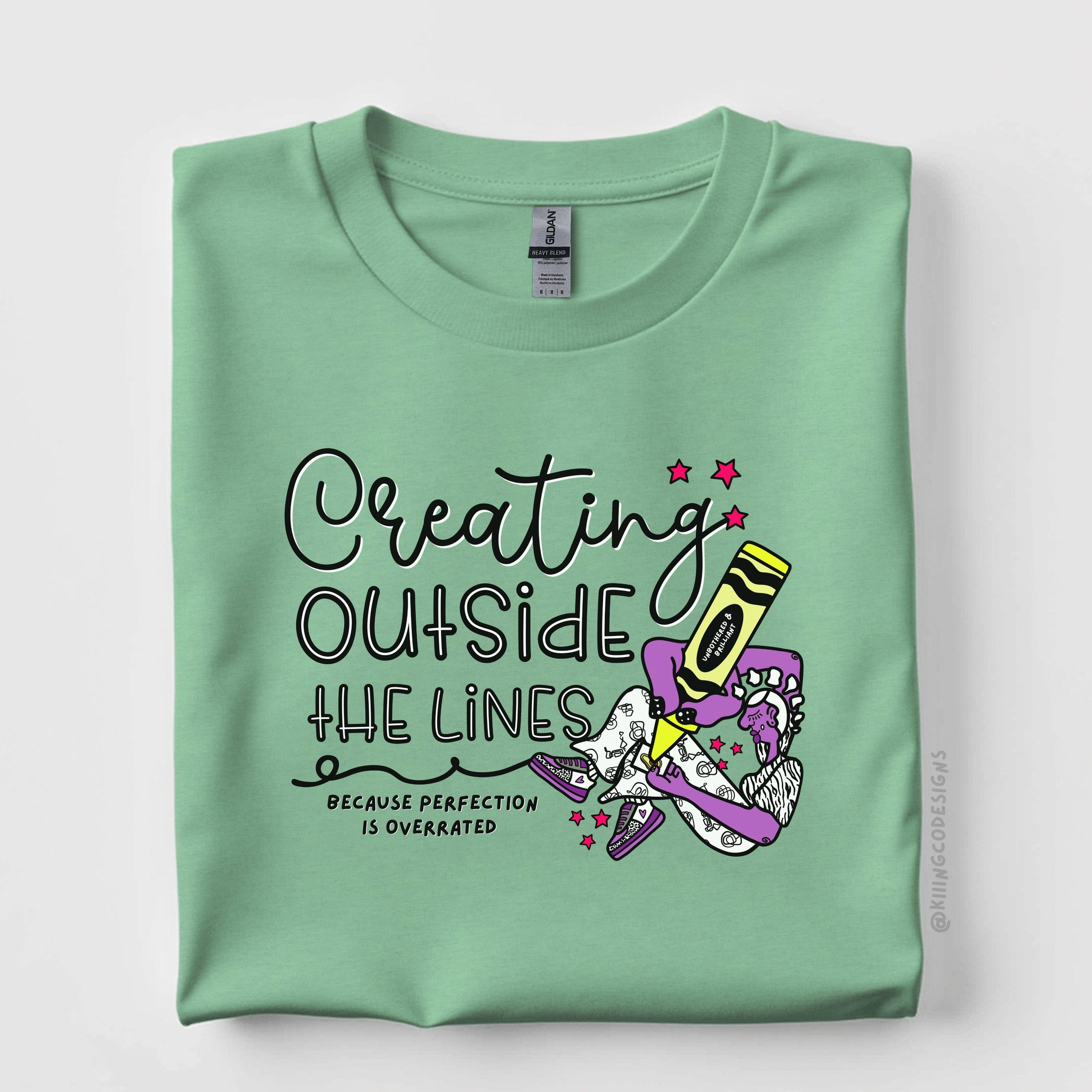 Kiiing & Co. Designs - Wholesale Screen Printed T-Shirt - Unisex - Creating Outside the Lines Tee2