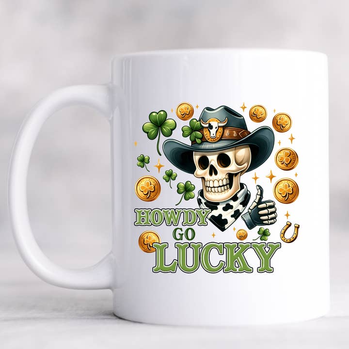 Howdy Go Lucky St Patricks Day Mug for wholesale by Hello Gorgeous Mugs