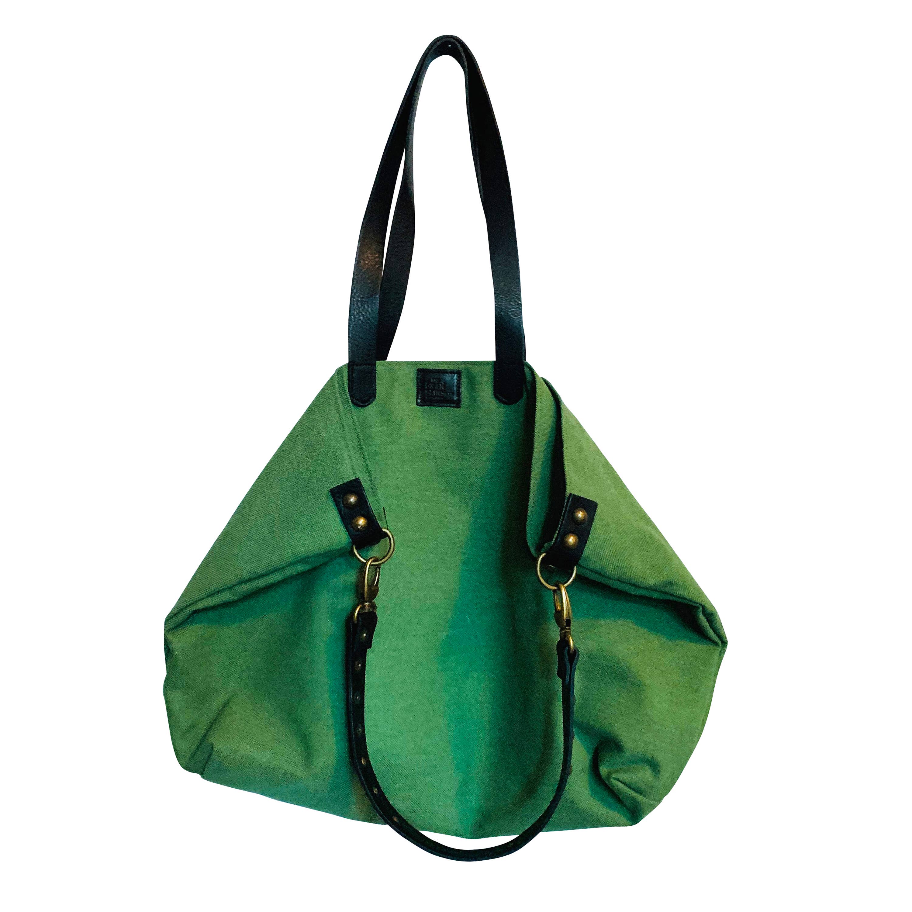 Chloe & Lex - Wholesale Tote Bag - Women's - Green Leather and Cotton Classic Canvas Tote Bag for Women1