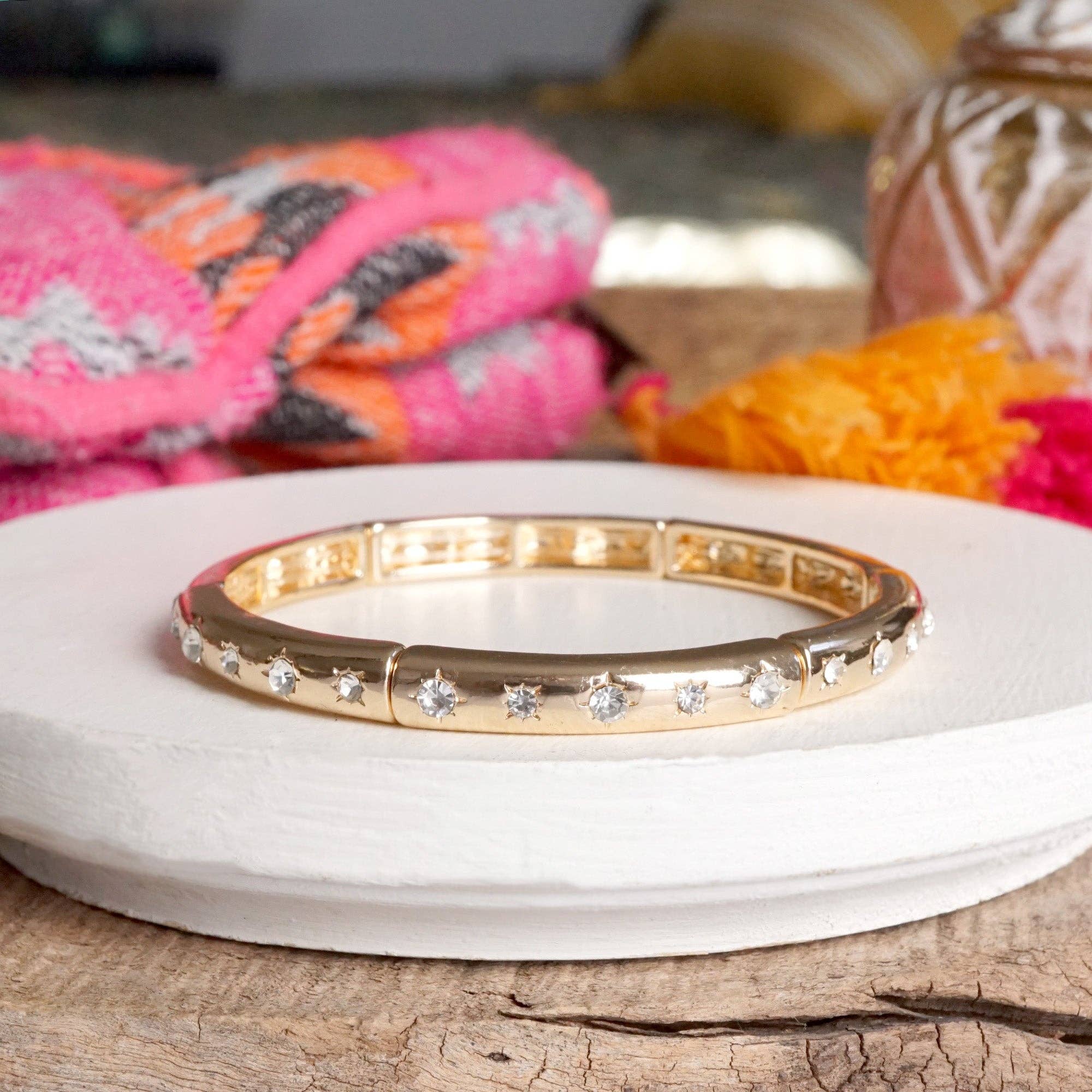 PennyLine inc - Wholesale Bangle Bracelet - Gold-Tone Eternity Stretch Bangle – Pearls, Turquoise, or Crystals4