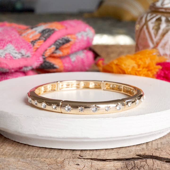 PennyLine inc - Wholesale Bangle Bracelet - Gold-Tone Eternity Stretch Bangle – Pearls, Turquoise, or Crystals4