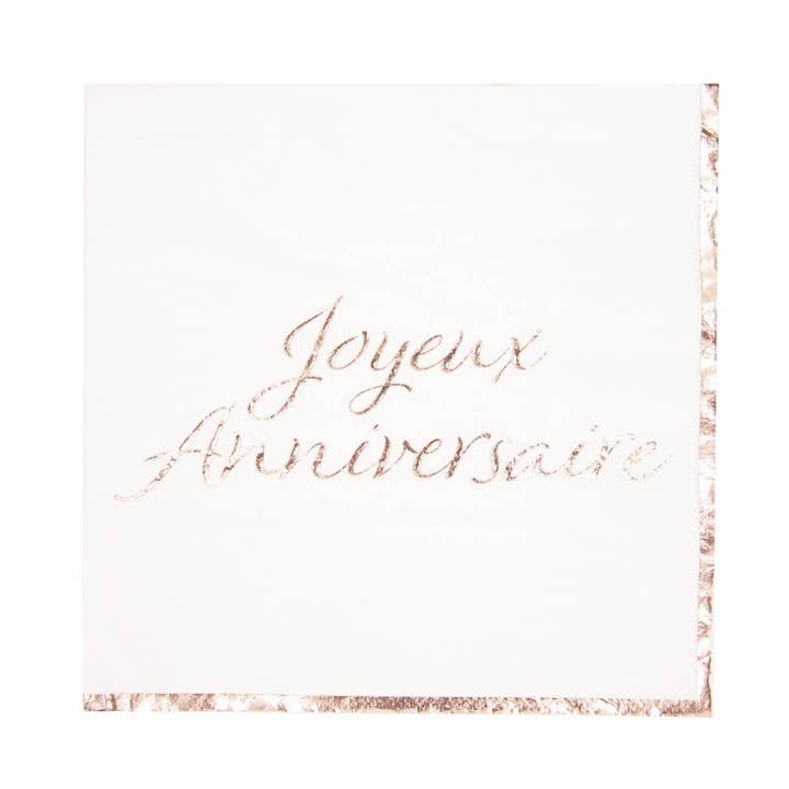 Tim&Puce Factory – wholesale Engångsservett – ROSA GULD GRATTIS PÅ FÖDELSEDAGEN SERVETTER 33X33CM X 16