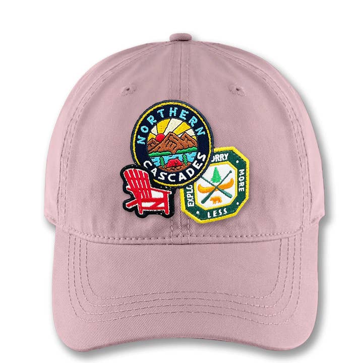 Boné de basebol com remendo bordado Northern Cascades – Boné vintage estilo dad para caminhadas e aventuras, presente para viajantes por atacado de Northern Icons Creations INC