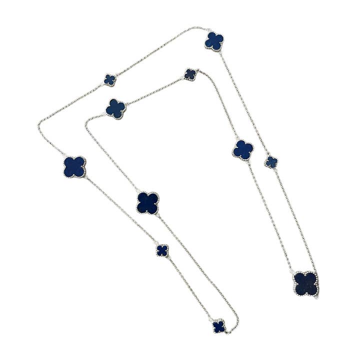 Colar Quatrefoil: Fé:Esperança:Amor:Sorte, Lápis-lazúli por atacado de Mined Jewels