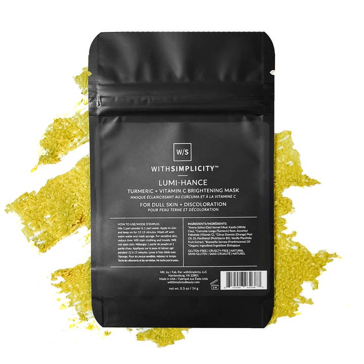 withSimplicity - Wholesale Skincare Face Mask - Lumi-hance | Clean Turmeric & Vitamin C Brightening Mask0