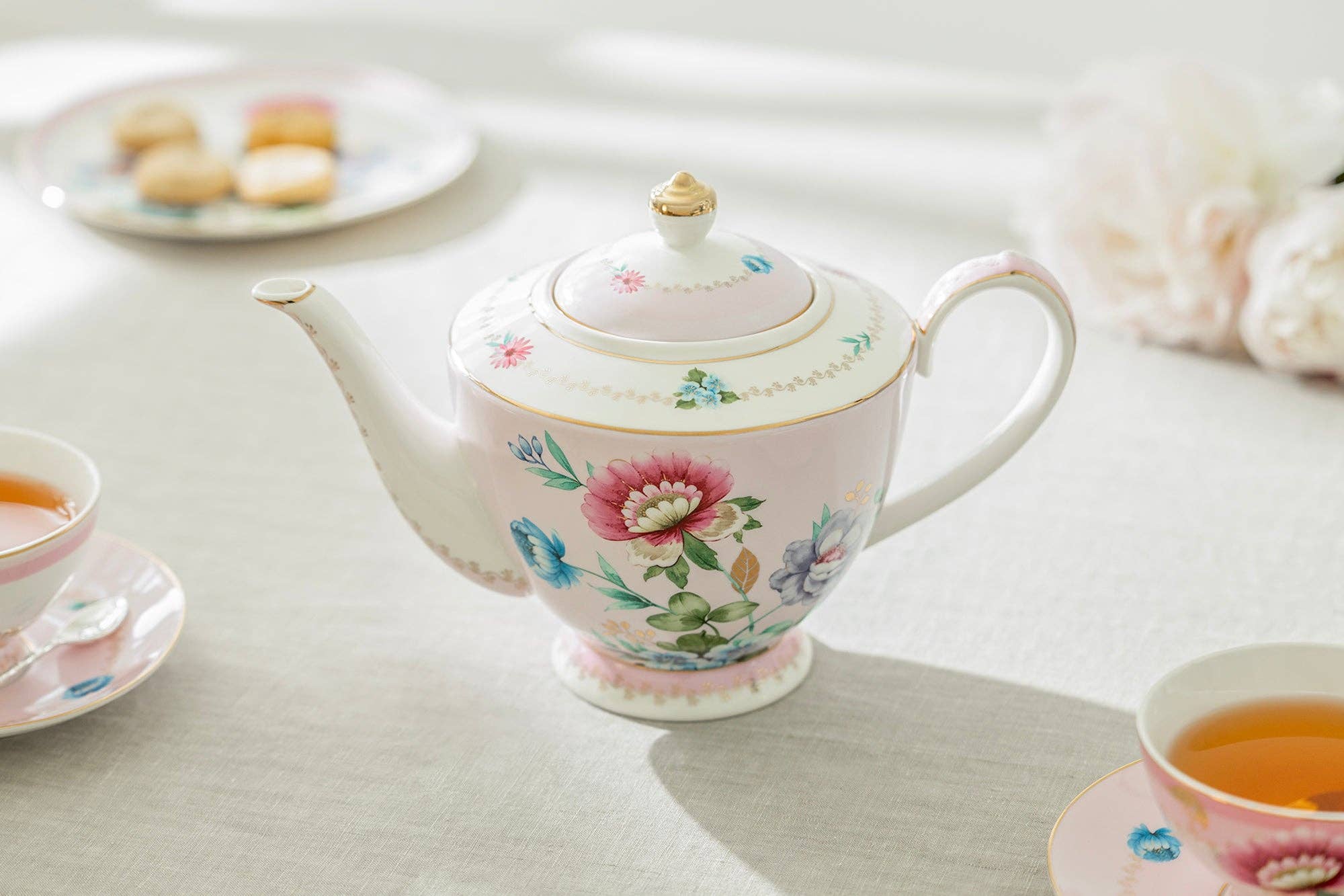 Grace Teaware - Wholesale Tea Pot - Pink Flower Garden 32oz Fine Porcelain Teapot0