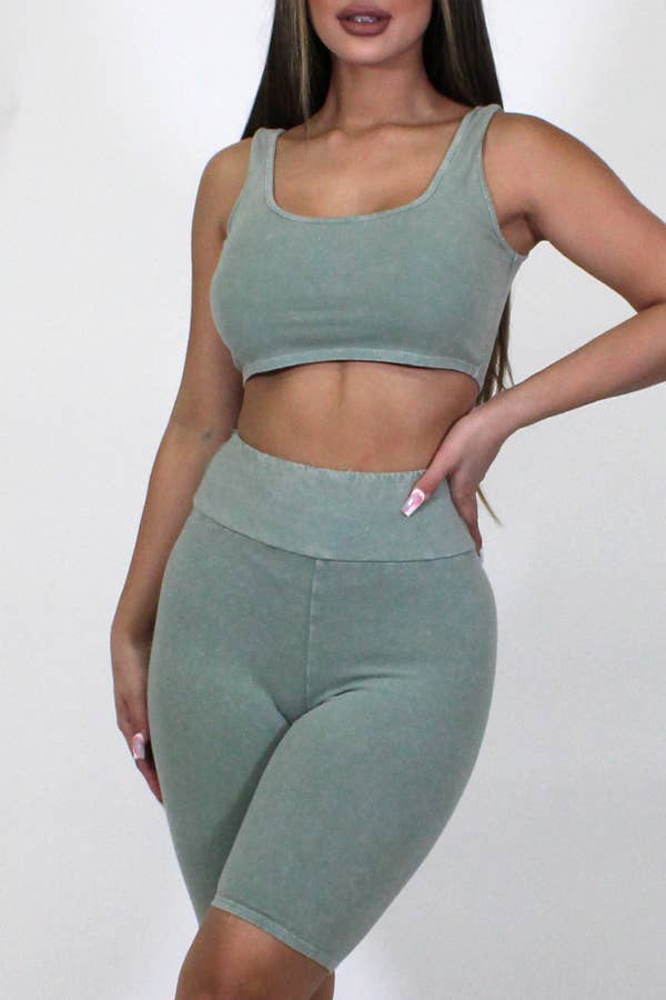 Junie – Großhandel Loungewear-Set – Damen – Mineralgewaschenes Tanktop und Biker Short Set30