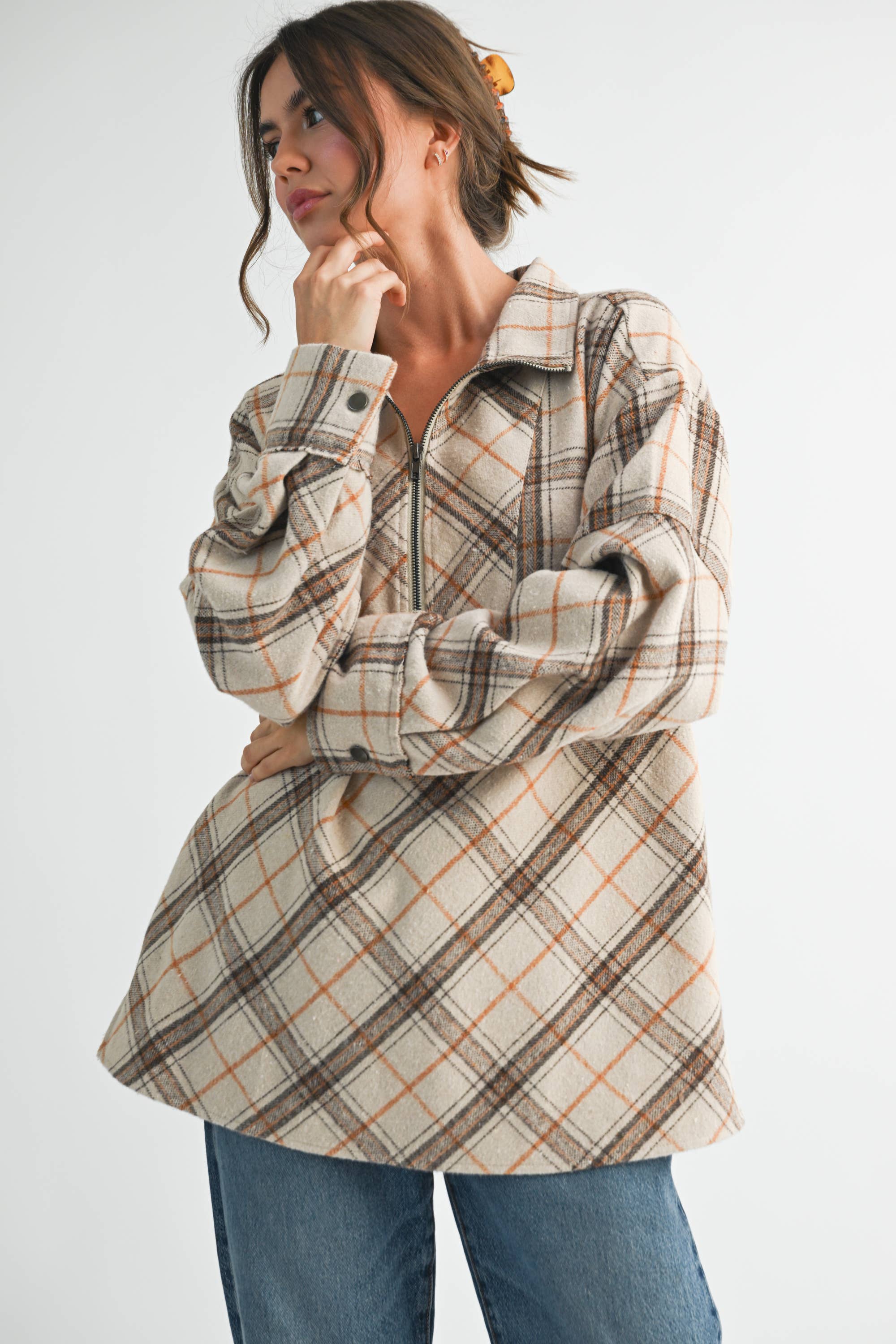 AEMI + CO - Wholesale Sweatshirt - Women's - 8421EK Mya Plaid Pullover 131