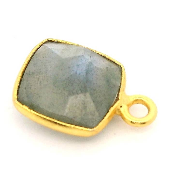 8mm Cushion Gemstone Pendants – 1-Loop Charms | Sterling Silver & Gold Plated | Choose from 14 Gemstones | 10pcs Pack for wholesale by Purity Beads