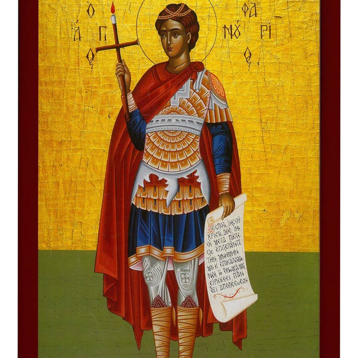Saint Phanourios icon, Handmade Greek Orthodox icon St Fanourios, Byzantine art wall hanging wood plaque icon, religious decor for wholesale by TheHolyArt