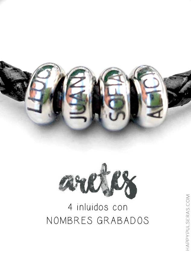 Geflochtenes Leder-Ohrring in Schwarz. für den Großhandel von Happypulseras