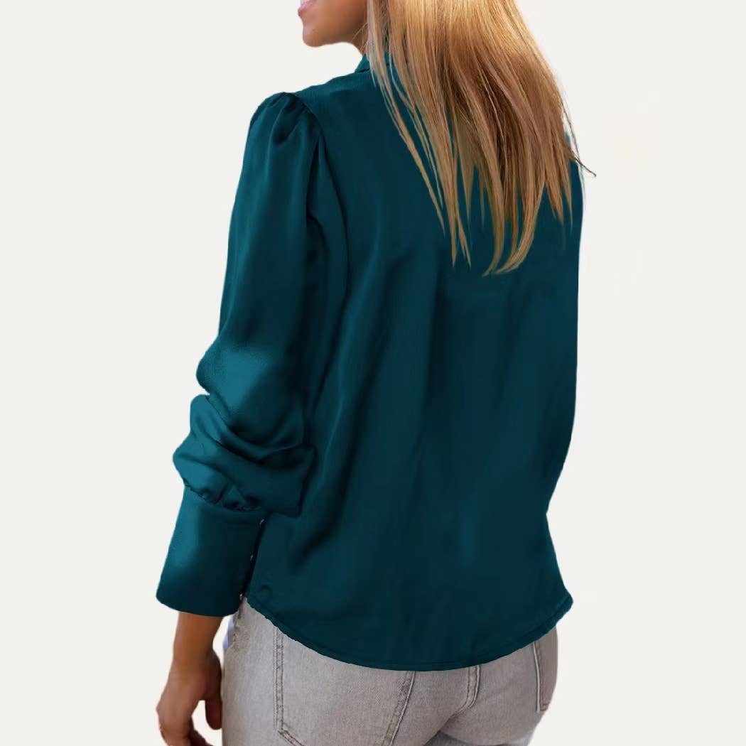 The Moment Collection - Wholesale Button Down Shirt - Women's - Lady Grace Solid Pre-Fall Collared Button Up Long Sleeve Top2