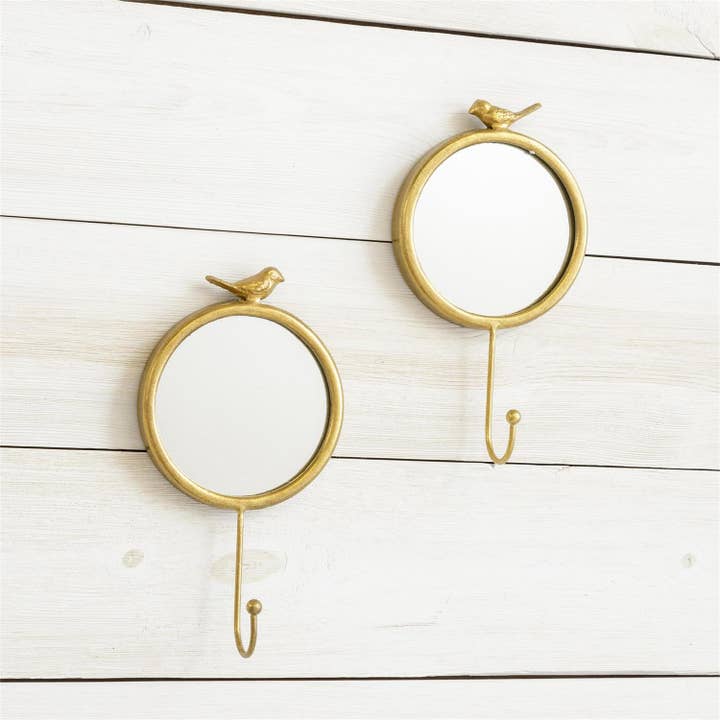 Audrey's Home & Gift - Wholesale Wall Mirror - Gold Bird Mirrors with Hook (Pk/02 Ast)1