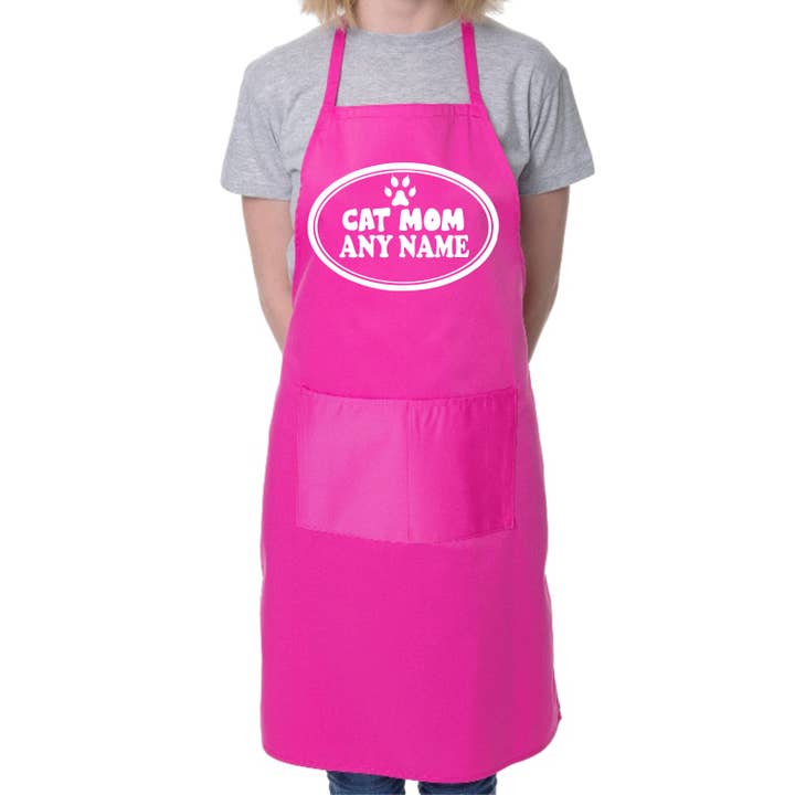 Print4U - Wholesale Apron - Cat Mom Apron Any Name Pet Lover Gift Adult Personalised BBQ Cat Lover4