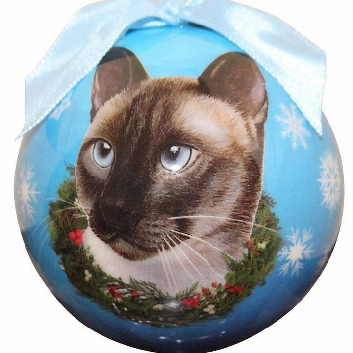 Siamese Cat Ball Ornament for wholesale by E&S Pets