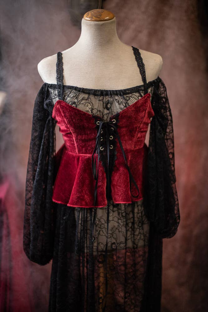 Costurero Real - Wholesale Costume - Women's - Red Velvet Corset bodice, Tapestry Victorian Gothic vampire7