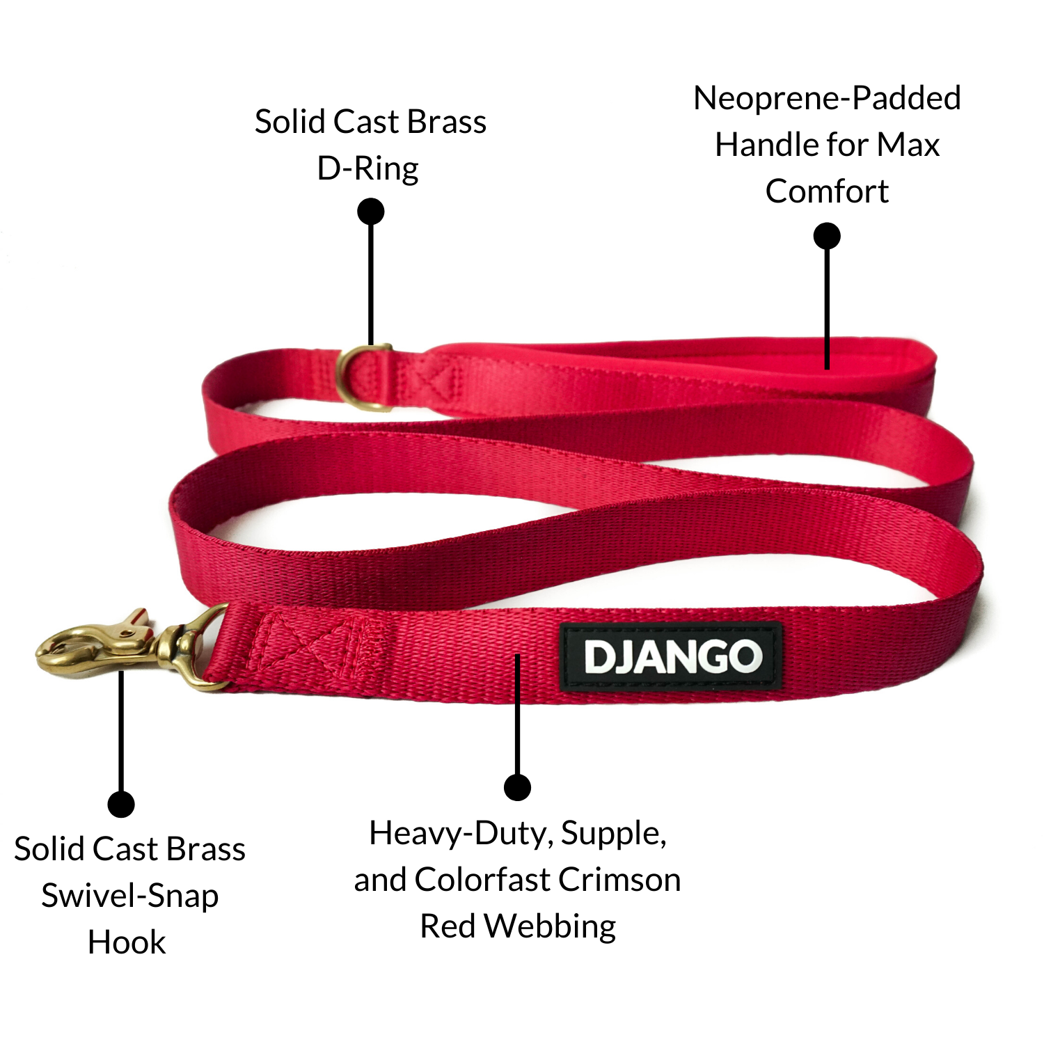DJANGO - Wholesale Pet Leash - Dog - Adventure Dog Leash - Crimson Red3