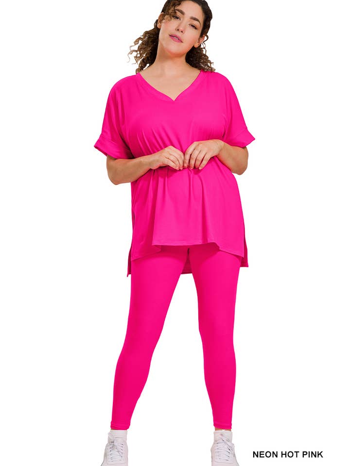 42POPS - Wholesale Lounge Set - Women's - '.Plus Microfiber Top & Leggings 2pc Set32