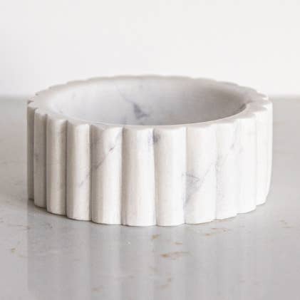 White Marble Fluted Soap Dish for wholesale by Luxe B Co Canada