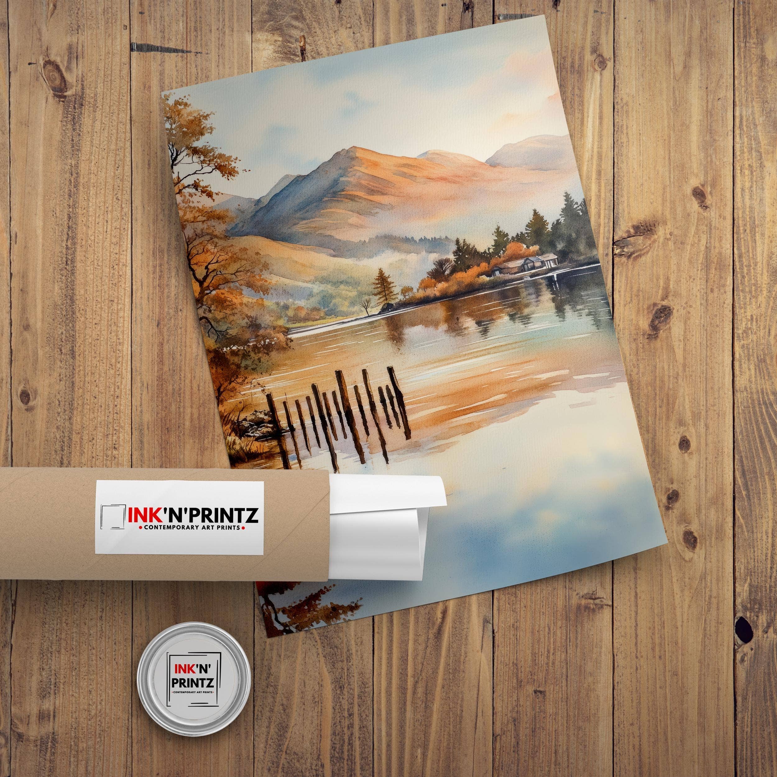 InkNPrintz – wholesale Art print – Derwentwater Lake District Watercolor Painting Lake District Landscape Art Derwentwater Poster UK Nature Art Watercolor Lake Painting Scenic3