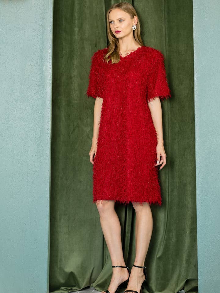 Winna Sparkling Feathered Eyelash Dress for wholesale by Joh Apparel