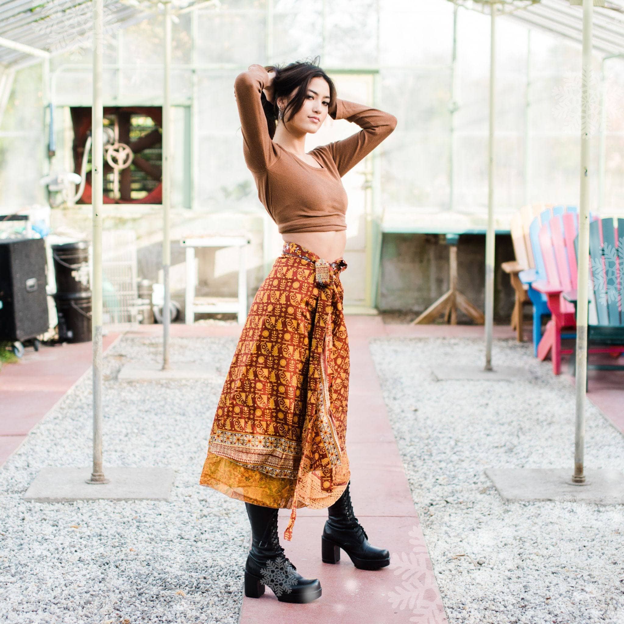 Darn Good Yarn - Wholesale Skirt - Women's - Sari Wrap Skirt49