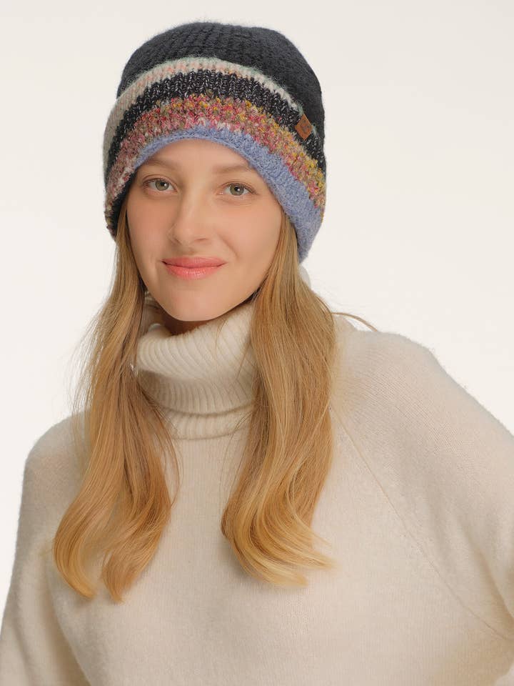 C.C Multi Marled Yarn Cuff Beanie Winter Hat for wholesale by Hana