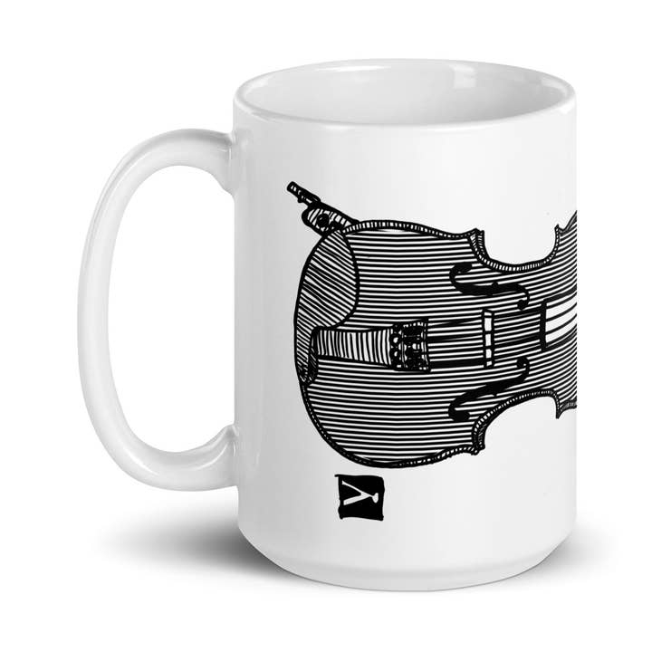 Kaffeebecher mit einer Geige/Geige im Vintage-Stil für den Großhandel von Bellavance Ink